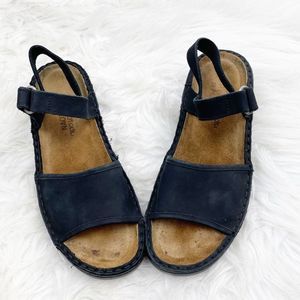 Naot Adjustable Ankle Velcro Black Leather Sandals